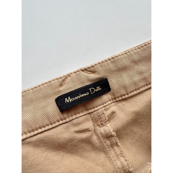 MASSIMO DUTTI Khaki Tan Cotton Twill Chino Wide Leg Flared Pants, Size 10 - Picture 12 of 15